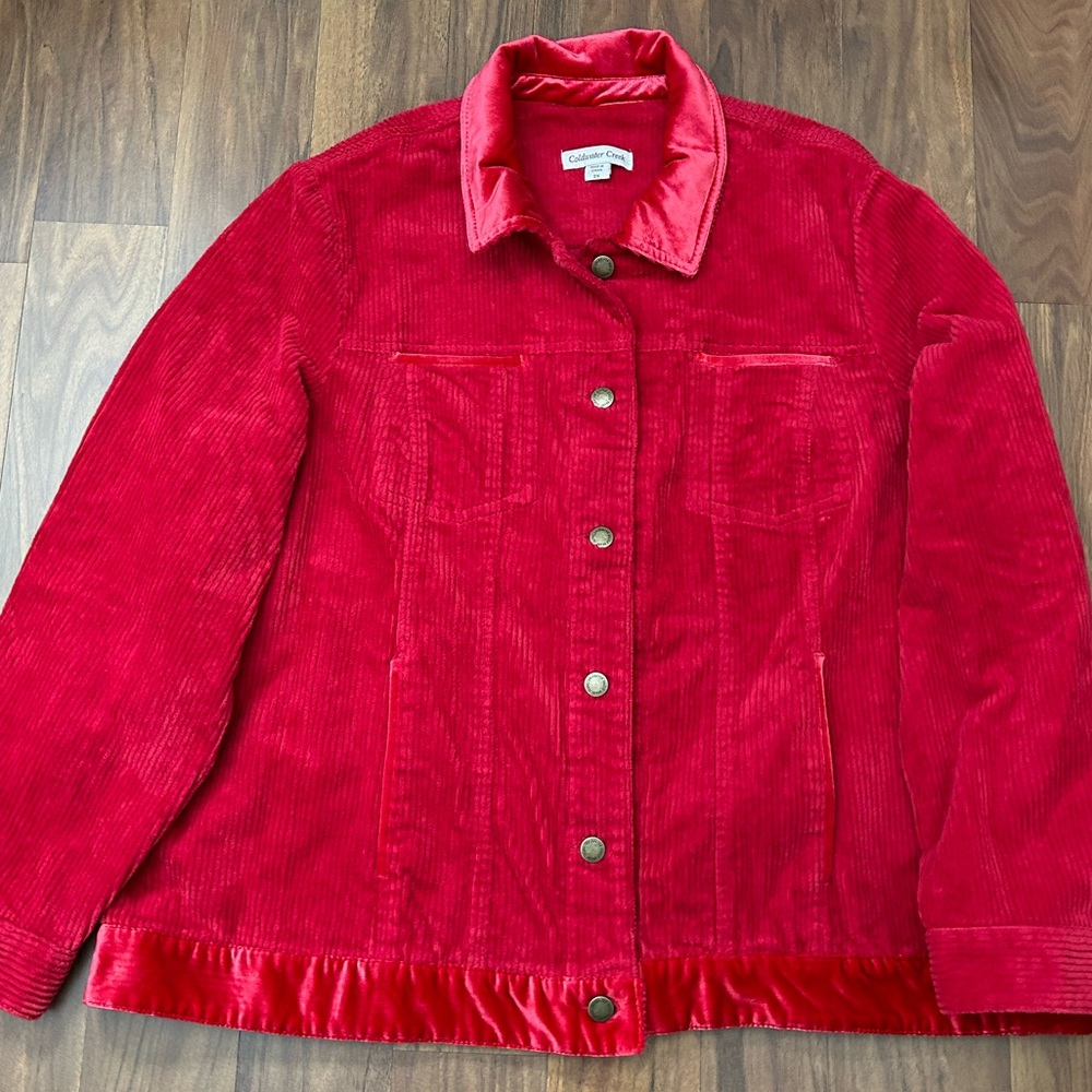 Coldwater Corduroy and Velvet Red Oversize Jacket Creek  Size 2X - Picture 9 of 10